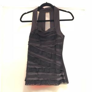 NWT Black Tiered Lace Halter Top XXS